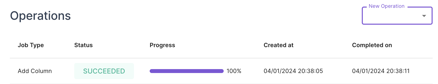 Add column to Data Pool progress